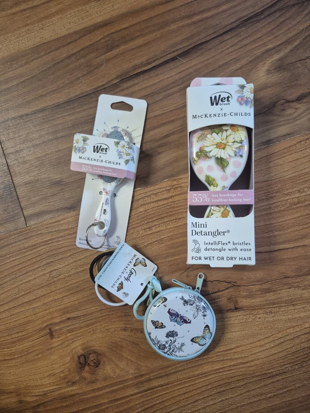 Mackenzie Childs Target 3 Piece Butterfly Brush, Purse Charm, Brush Keychain
